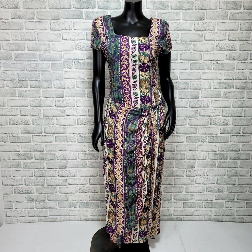 Vintage 90s R-Wear Rampage  Multi Floral ‎ Tank Maxi Faux Wrap Dress